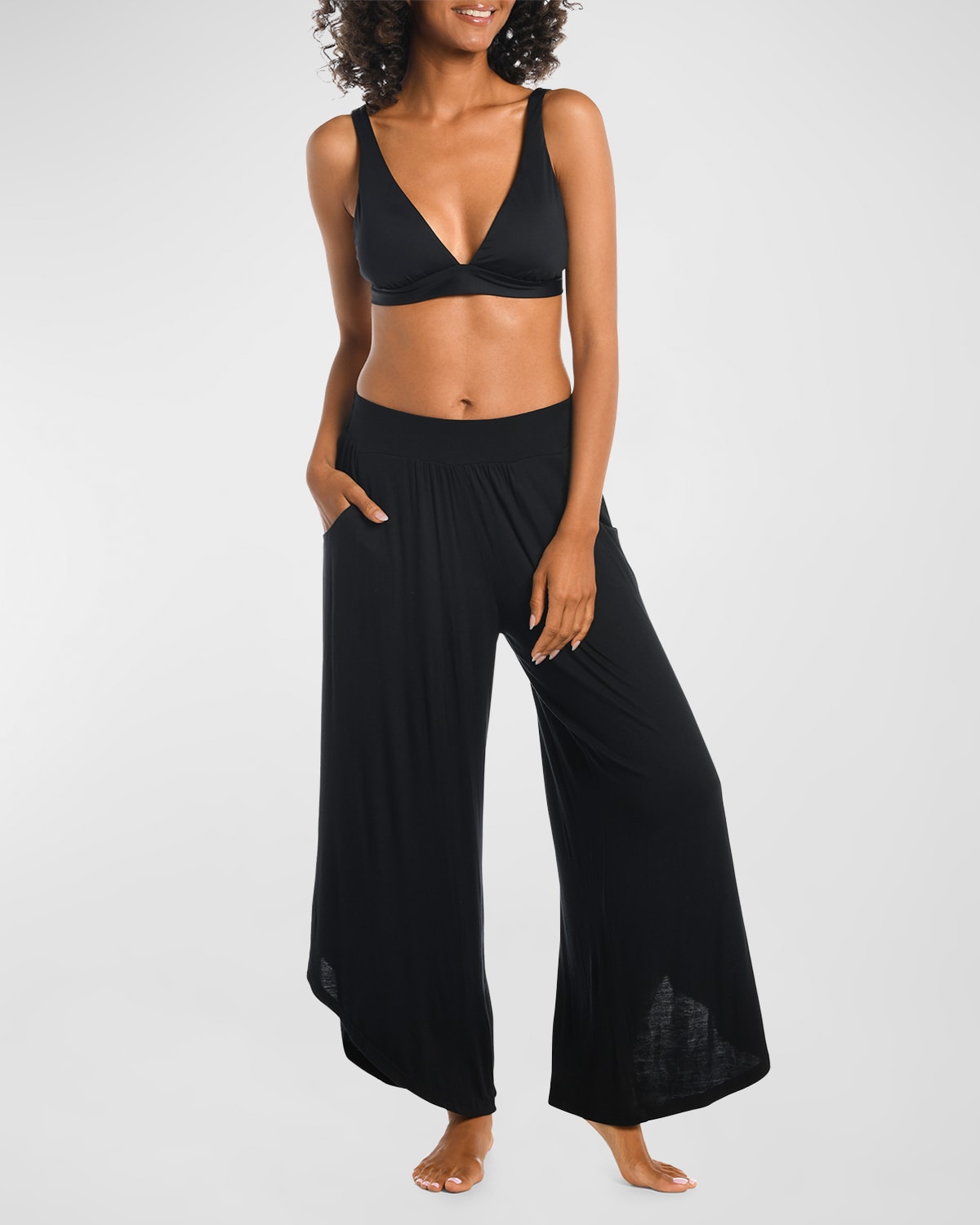 La Blanca Draped Cover-up Palazzo Pants In Black
