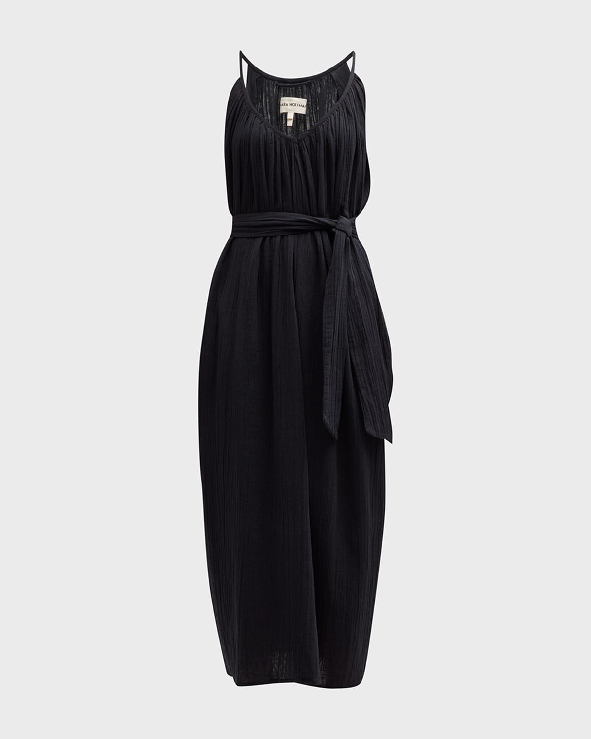 Mara Hoffman Sydney Belted Gauze Midi Dress In Black