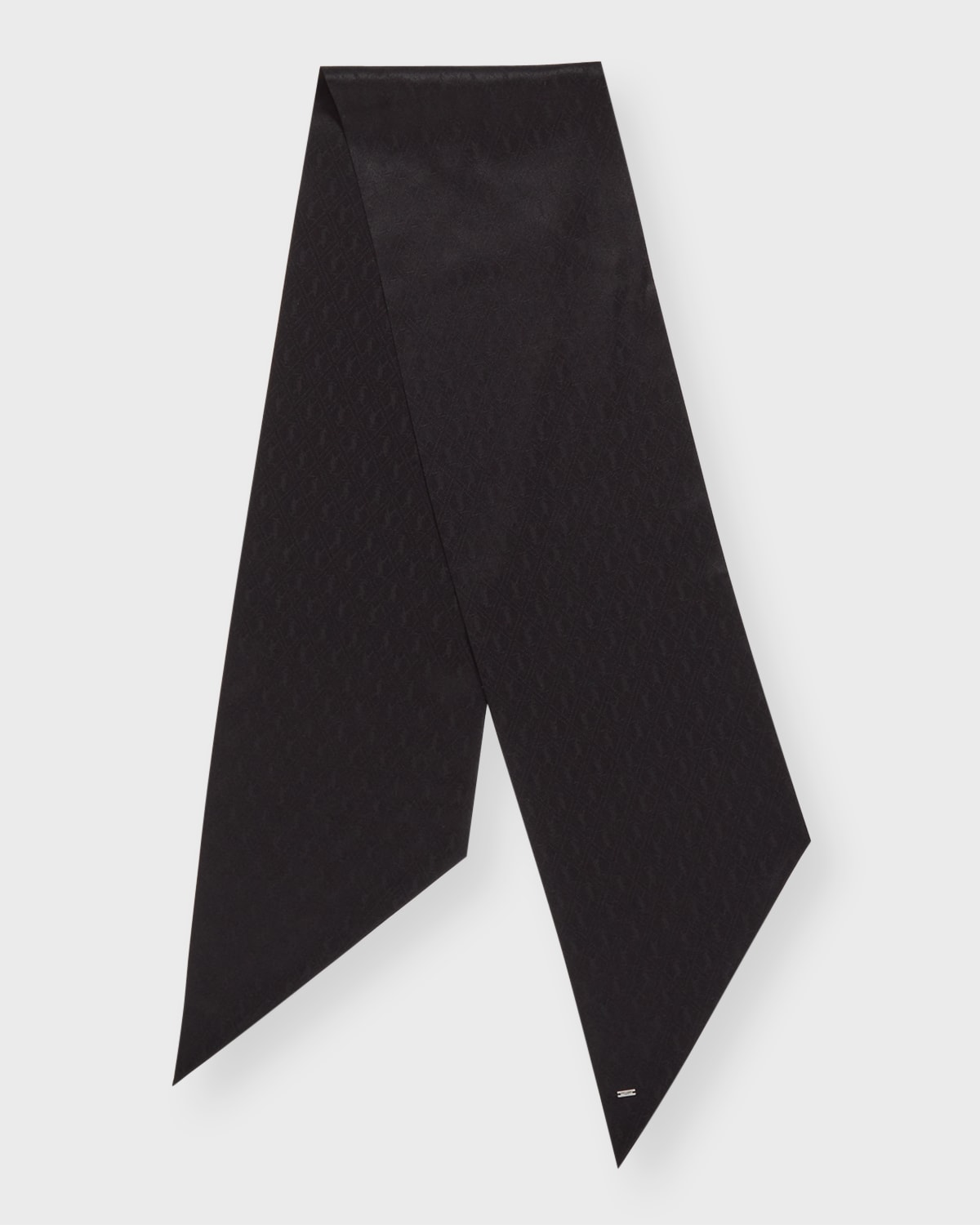 Shop Saint Laurent Jacquard Monogram Silk Twill Skinny Scarf In Black