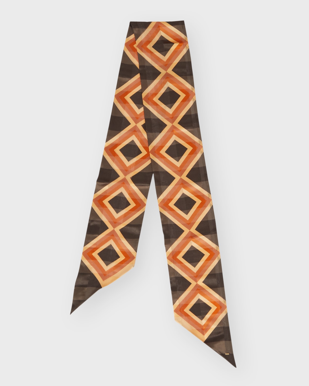 Shop Saint Laurent Lavalliere Silk Twill Skinny Scarf In Brown Orange