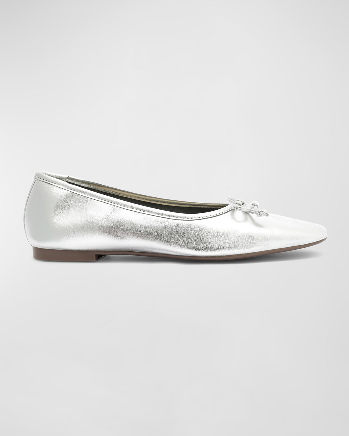 Shop Schutz Arissa Metallic Bow Ballerina Flats In Prata