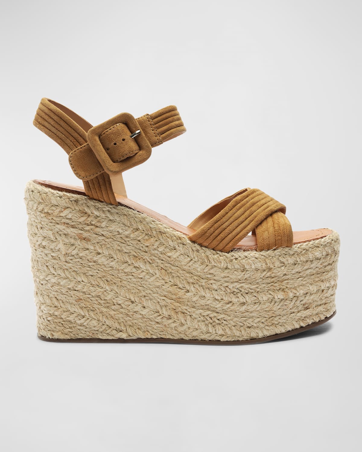 Schutz Blisse Espadrille Wedge Sandals In Nude Caramel
