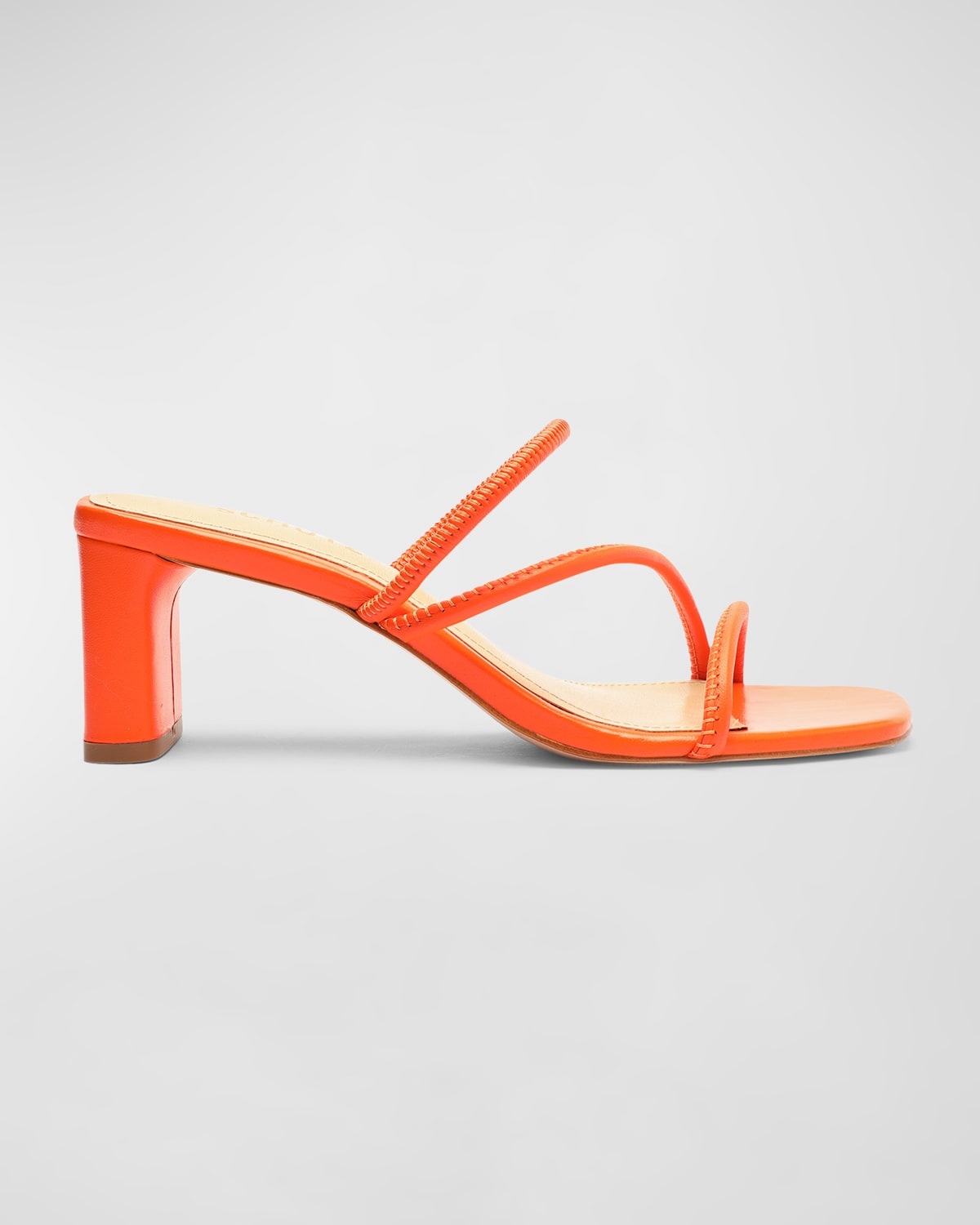 Schutz Chessie Leather Three-band Slide Sandals In Flame Orange