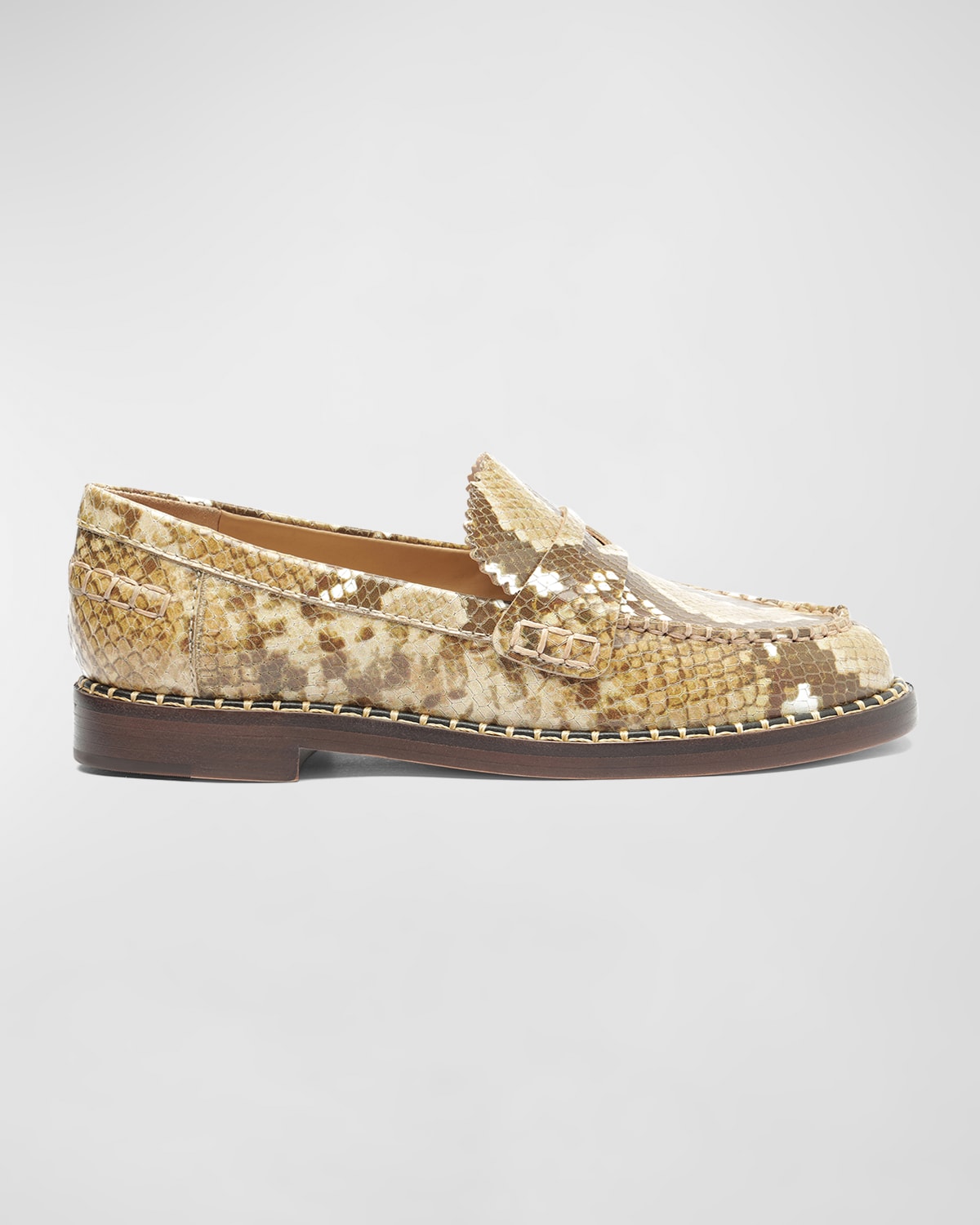 SCHUTZ CHRISTIE EMBOSSED PENNY LOAFERS
