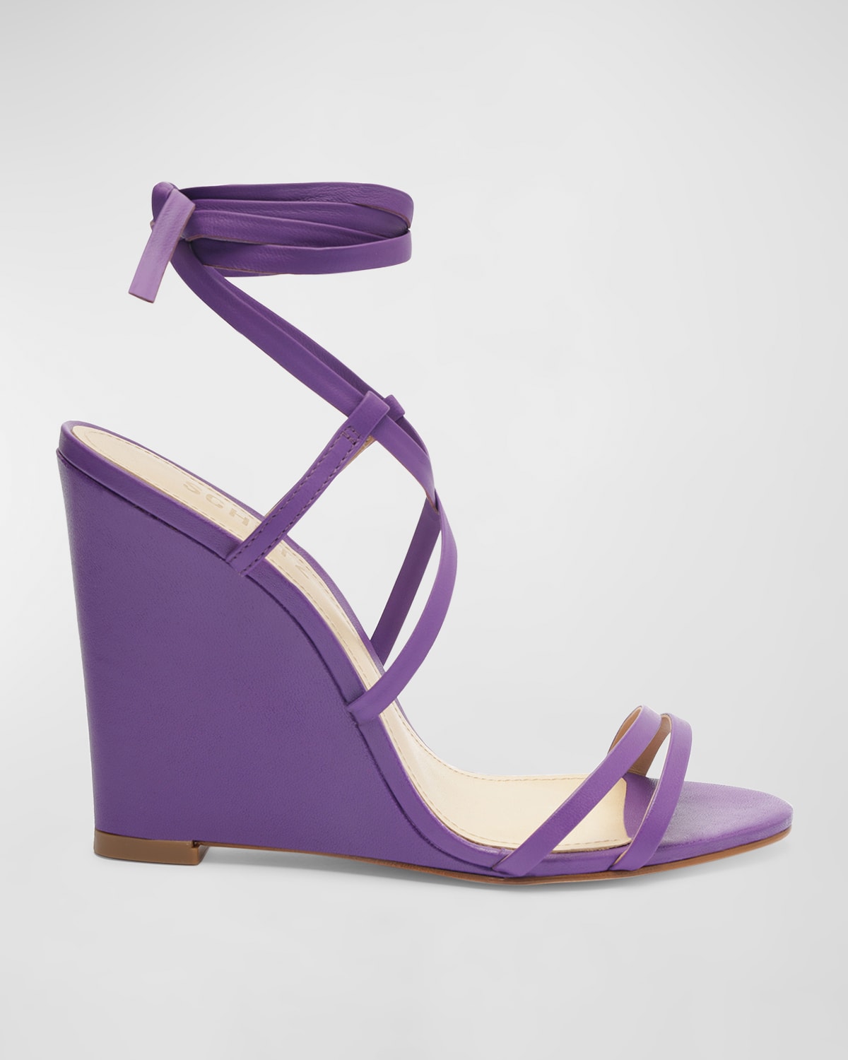 Schutz Deonne Ankle Wrap Wedge Sandal In Hot Pink