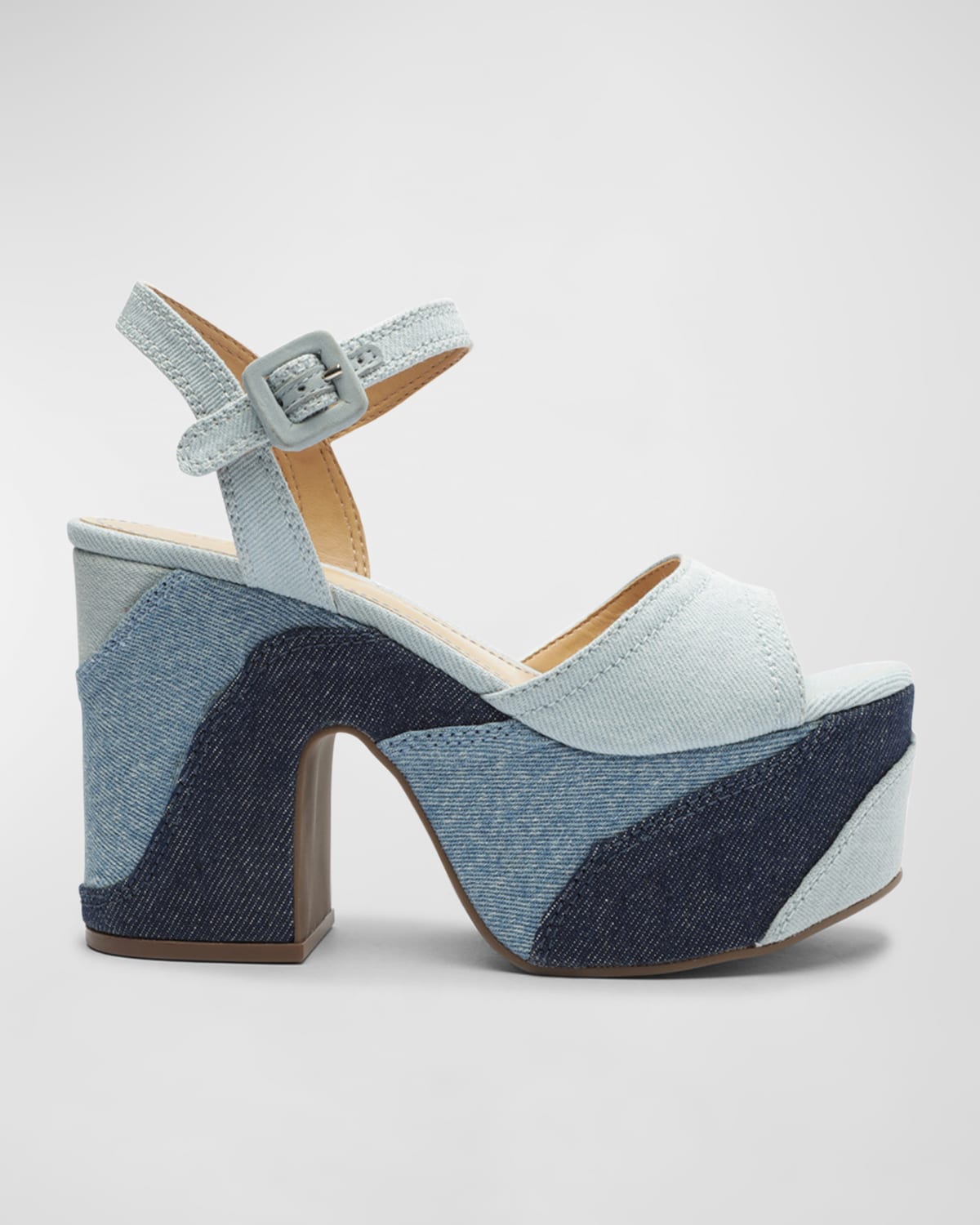 Pacific Automatisering dobbelt Schutz Isabelle Tricolor Denim Platform Sandals In Azul/jeans | ModeSens