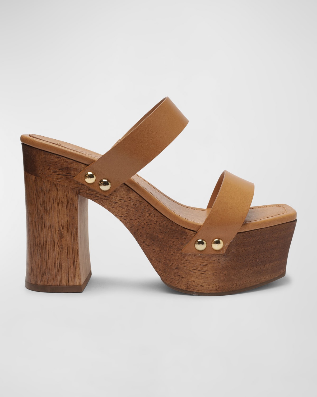 Schutz Women's Pixie Slip On Studded Platform High Heel Sandals In Caramel