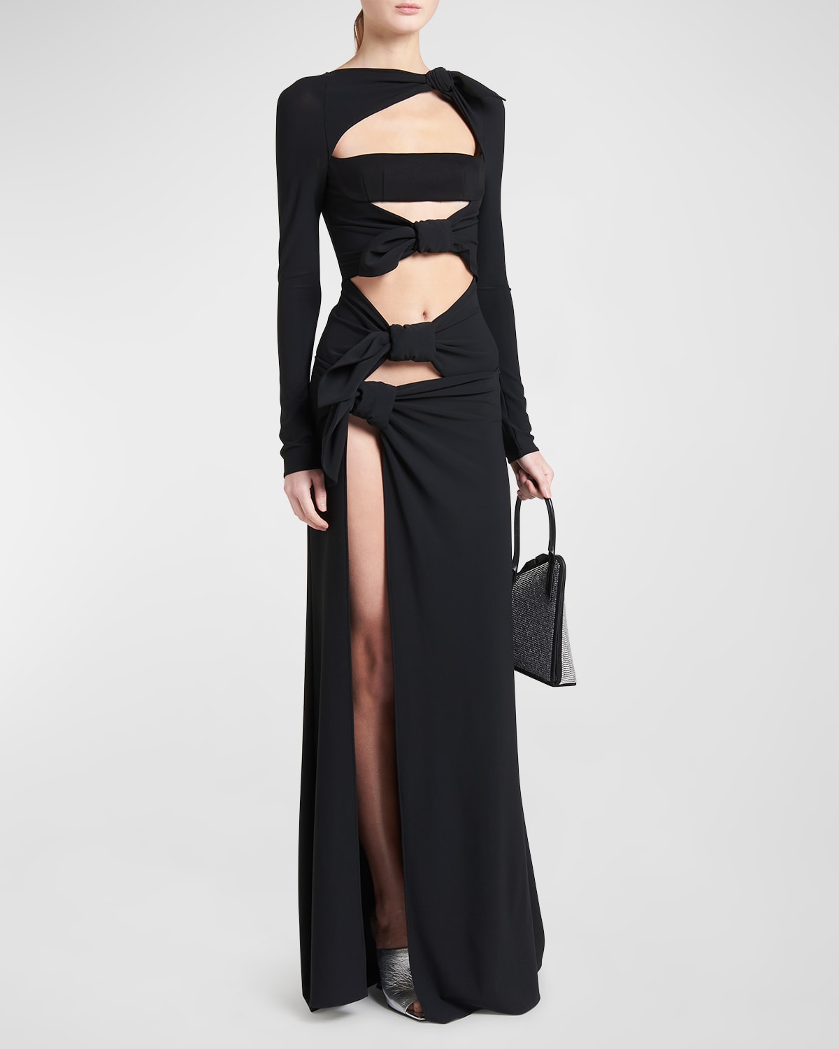 Attico Candice Gown With Front Cutout Details In Black