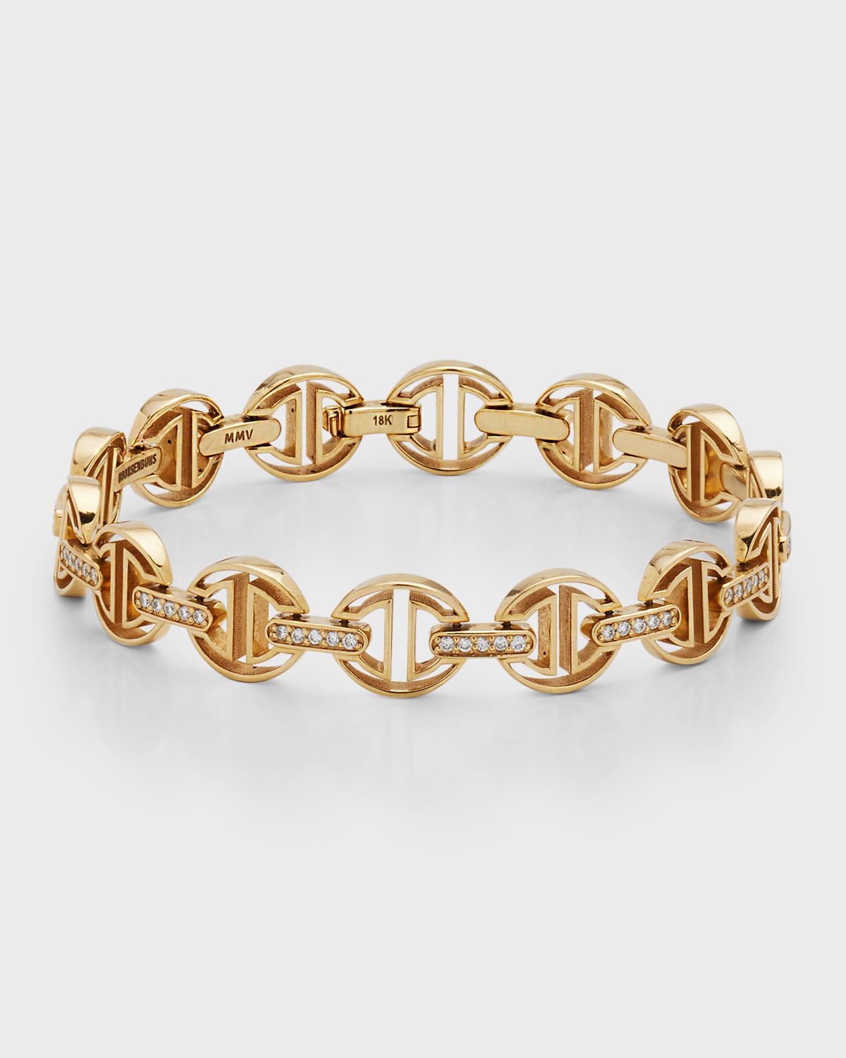 18K Gold Small Link Bracelet with Diamond Bridges