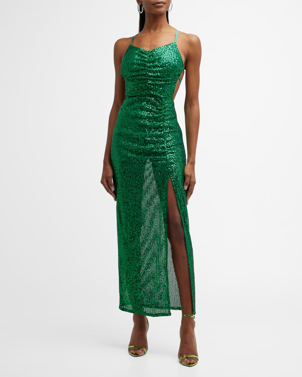 LACE The Label Sequin Ruched Maxi Dress