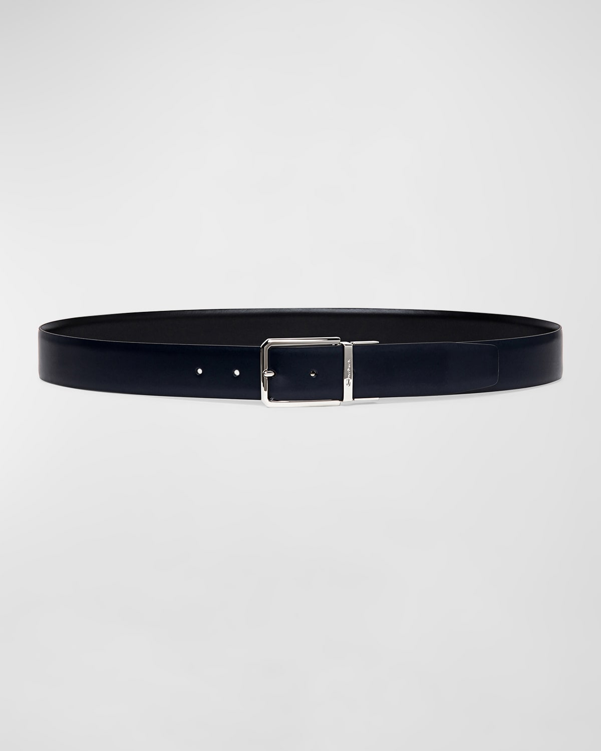 Shop Santoni Men's Reversible Leather Belt In Blue