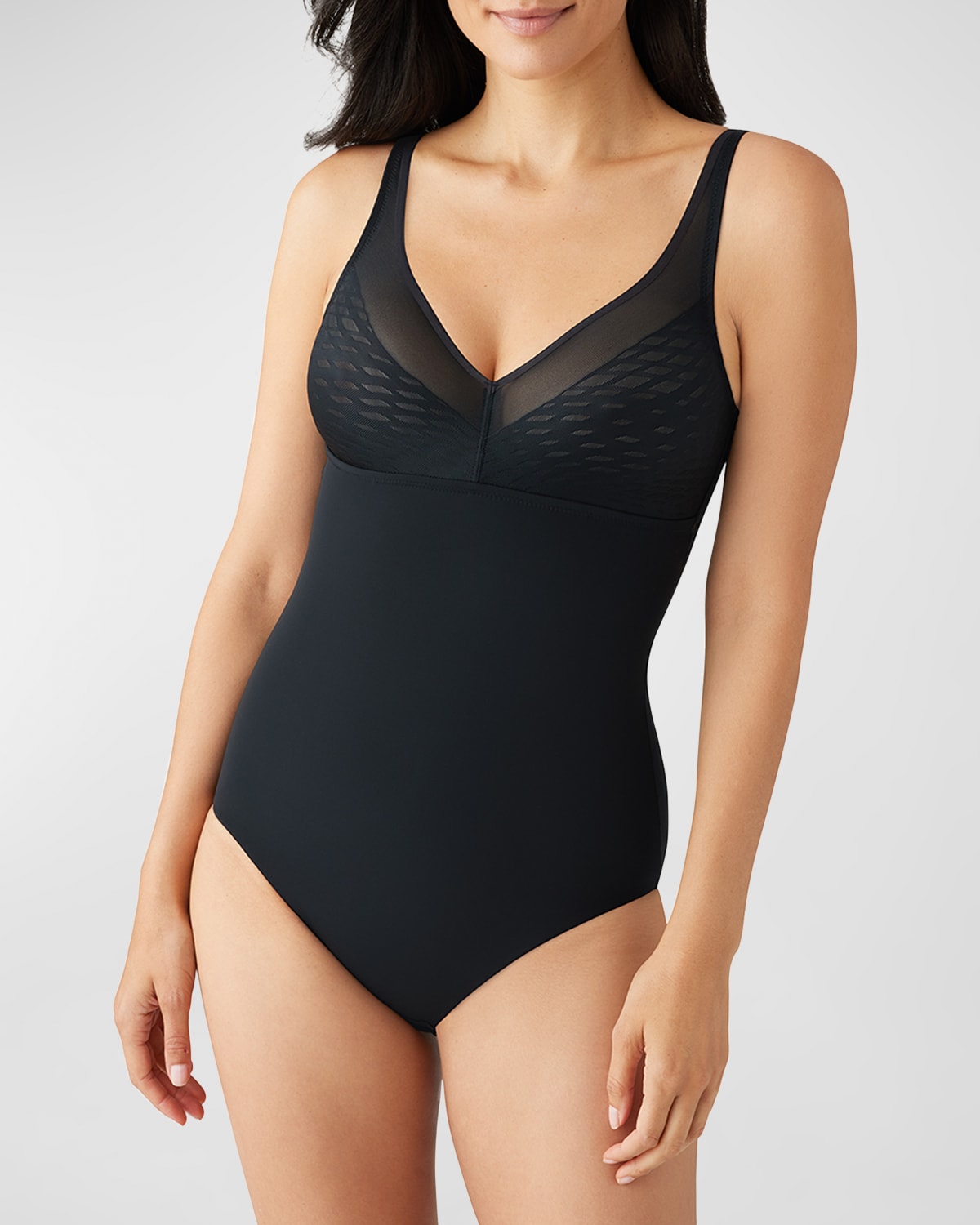 Shop Wacoal Elevated Allure V-neck Shaping Bodysuit In Black