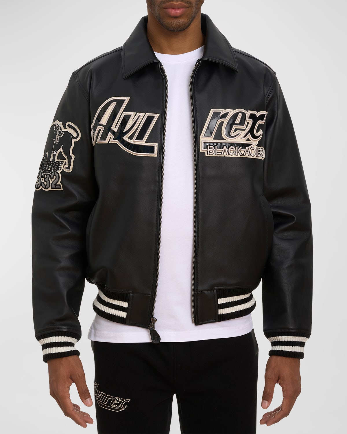 Avirex Men's Tuskegee Black Aces Leather Jacket