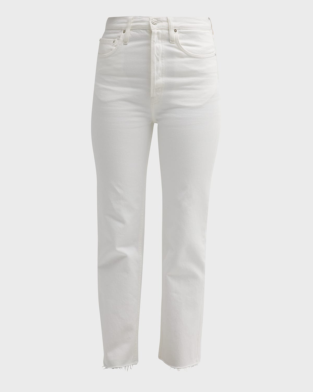 Shop Totême Classic Cut Straight-leg Ankle Denim Jeans In Off-white