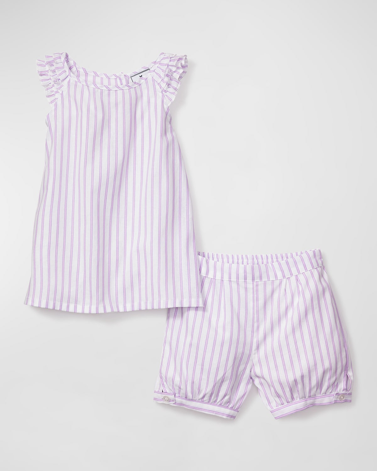 Shop Petite Plume Girl's Amelie Striped Shorts Set In Purple
