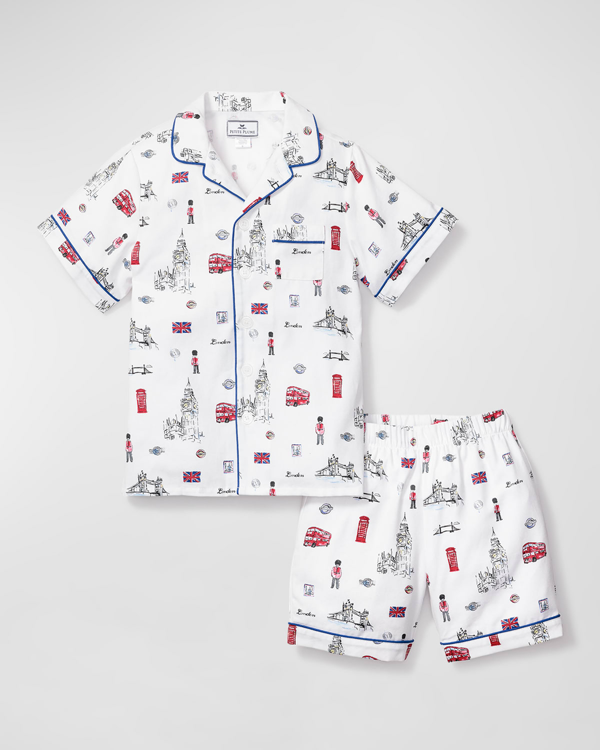 Shop Petite Plume Kid's London Is Calling Classic Shorts Set In White