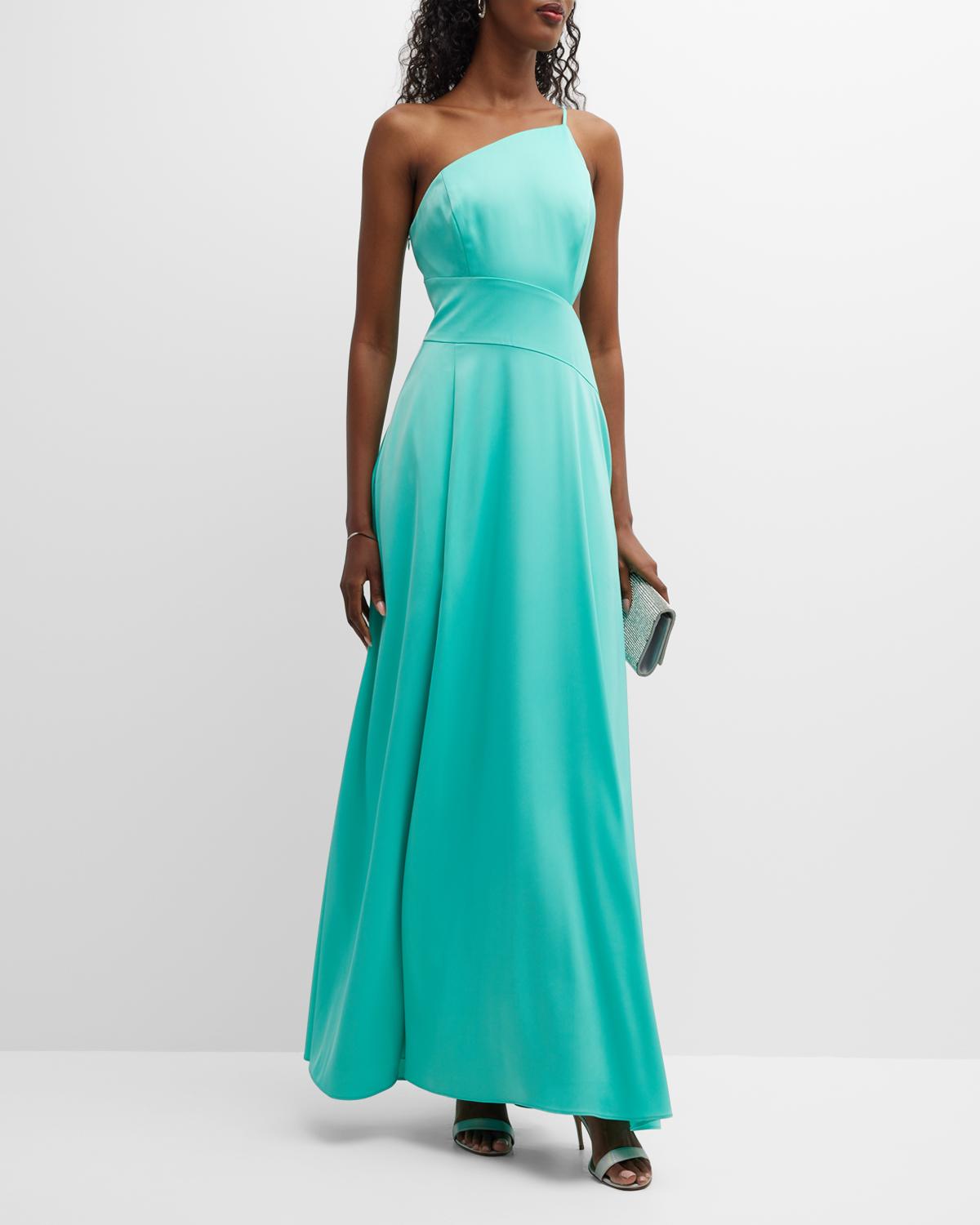 liv foster clara one-shoulder rosette satin a-line maxi dress Cutout Gown In Light Jade ClosureType:Zipper Fresh Pick Purple Floral Gowns Soirées in sunny 2025 NH SUMMER SHOP