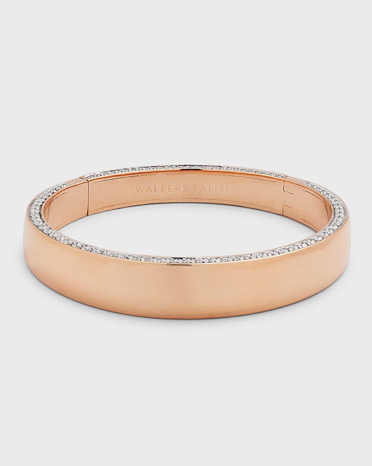 18K Rose Gold Lytton Diamond Edge Bombe Bangle Bracelet