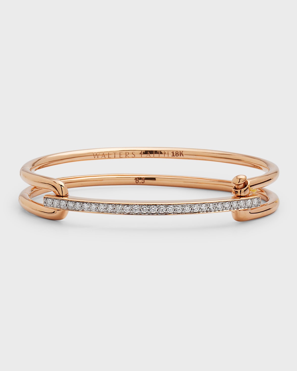 Walters Faith 18k Rose Gold Grant Elongated Open Cuff With Diamond Bar