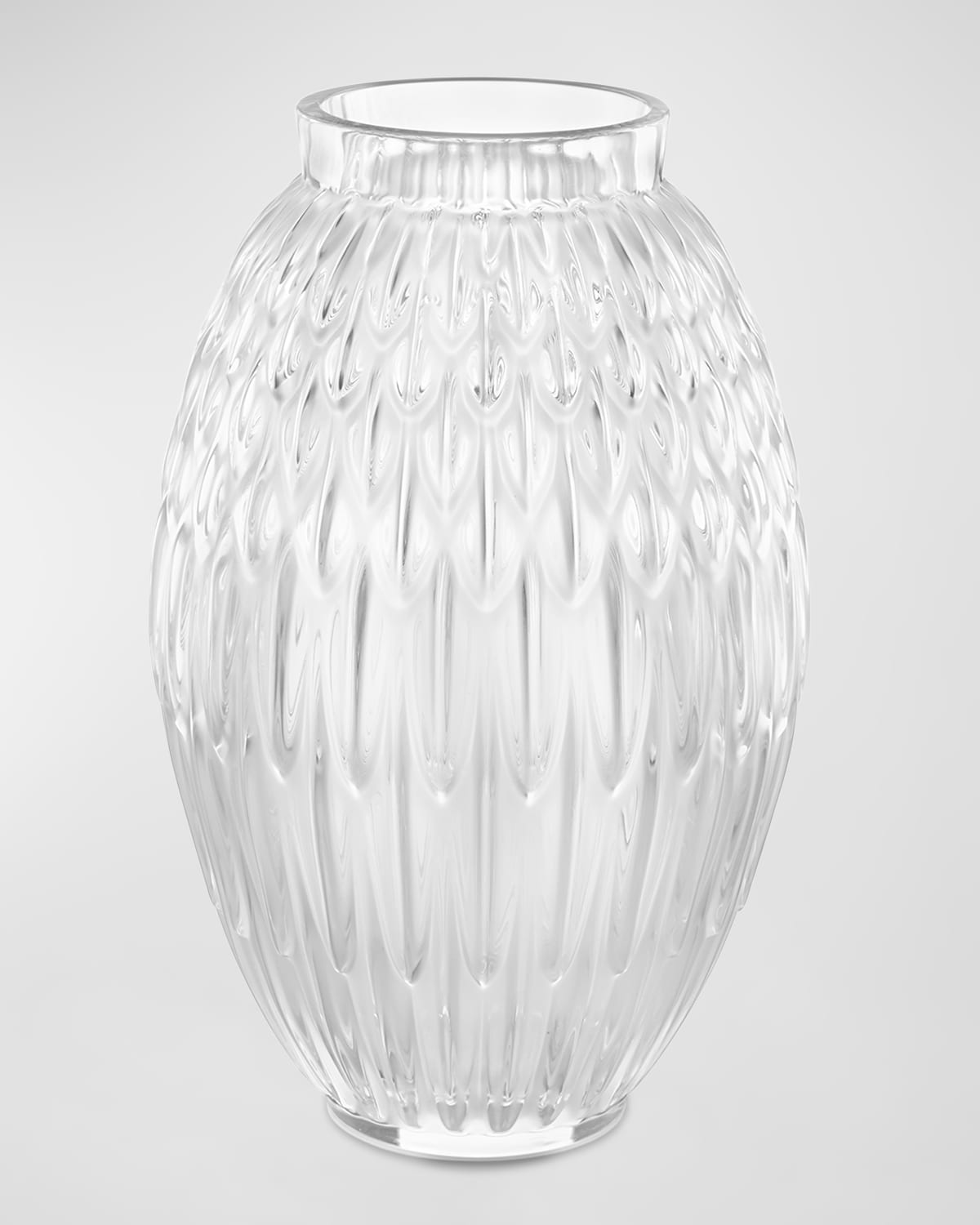 Lalique Plumes Clear Crystal Vase