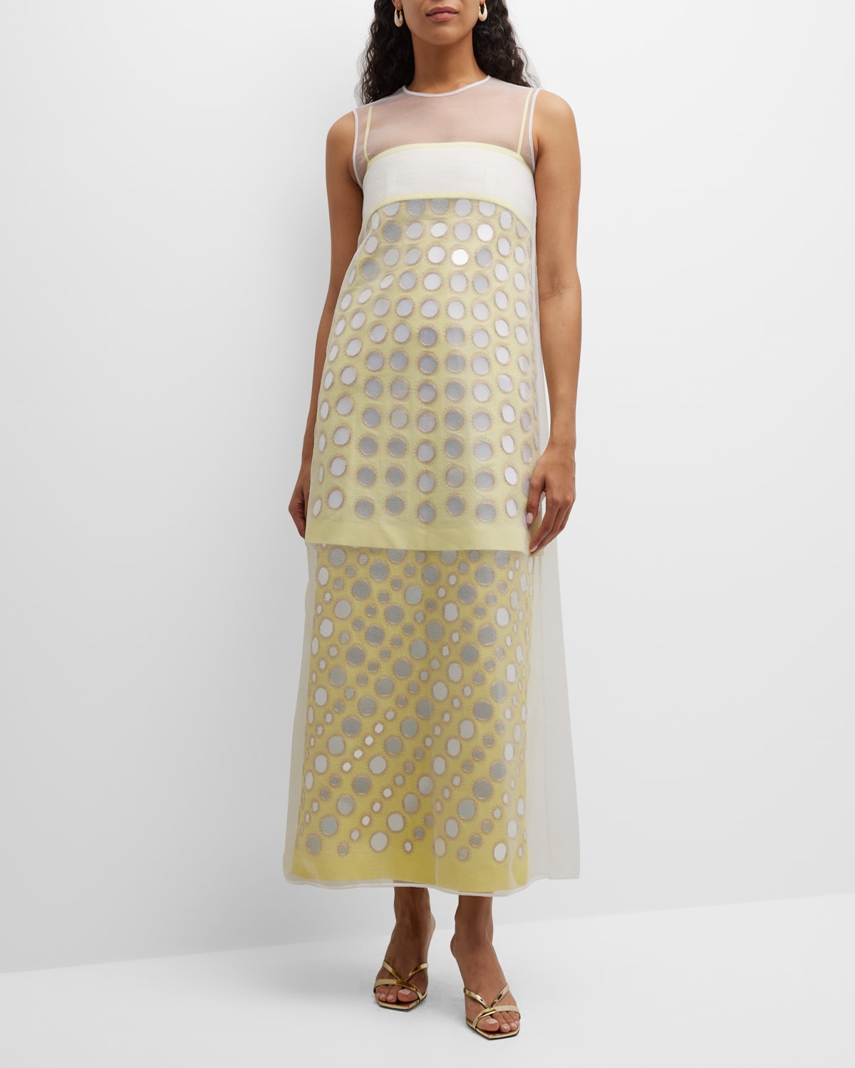 Tory Burch Sleeveless Mirror embellished Maxi Dress In Bright Canary ModeSens