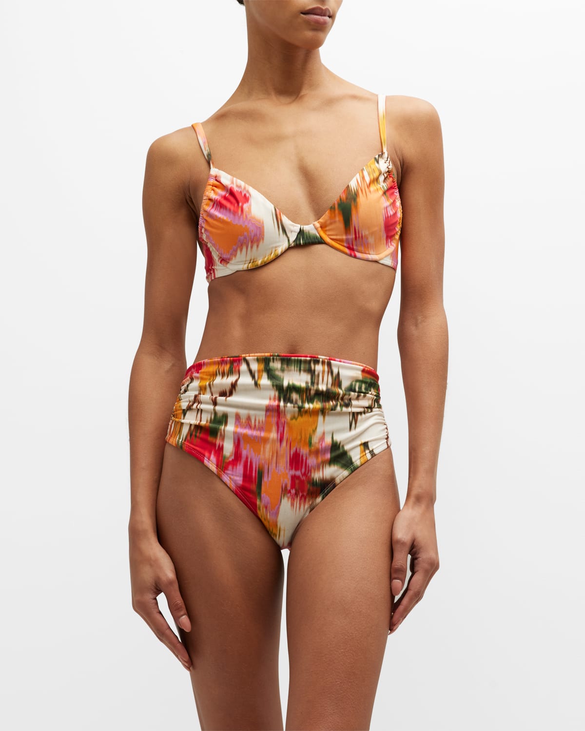 Lenny Niemeyer Herta Ruched Demi Bikini Top In Aral