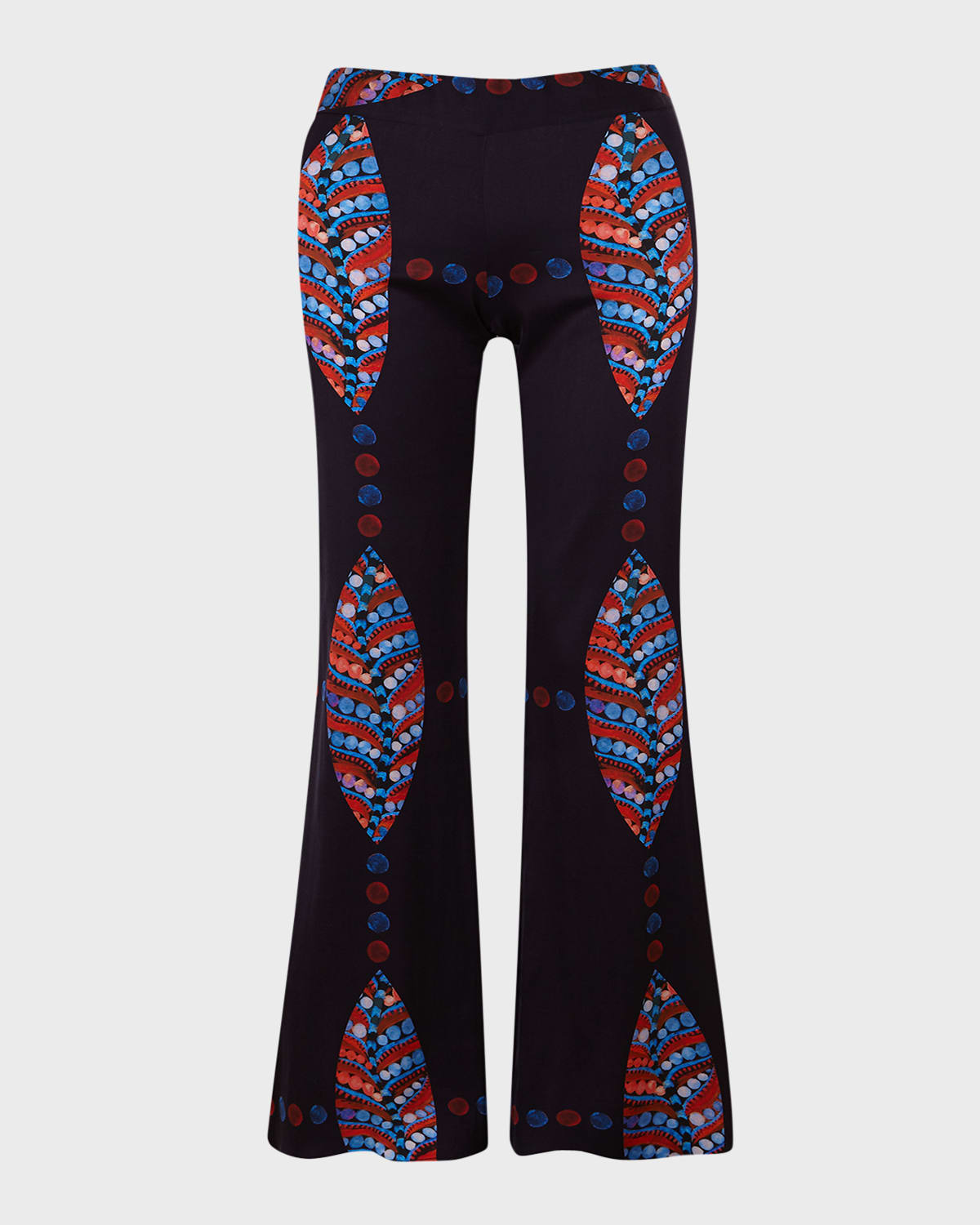 Clo Emotional Design Frankie Printed Flare Pants In Oval Spot Navy