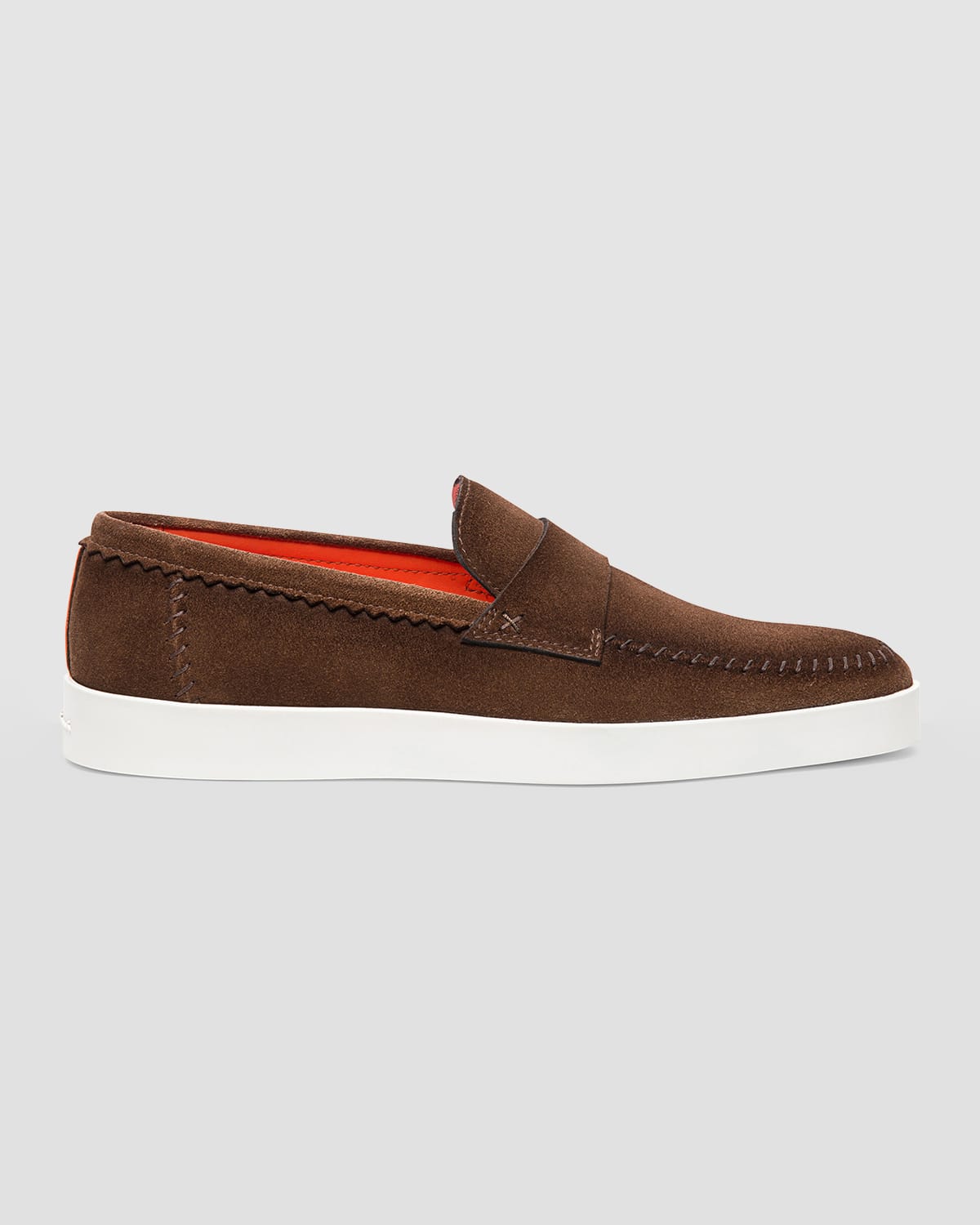 Shop Santoni Men's Atlantis Suede Sneaker Sole Loafers In Brown