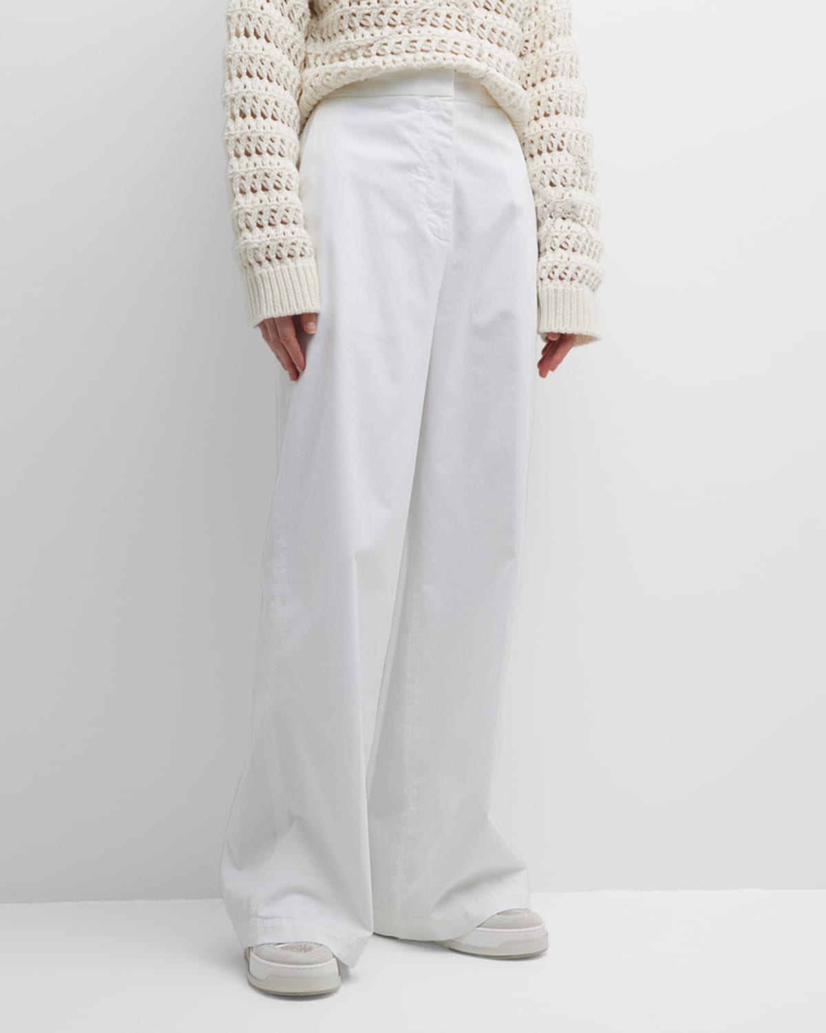 Fabiana Filippi Garment-dyed High-rise Wide-leg Trousers In Bianco