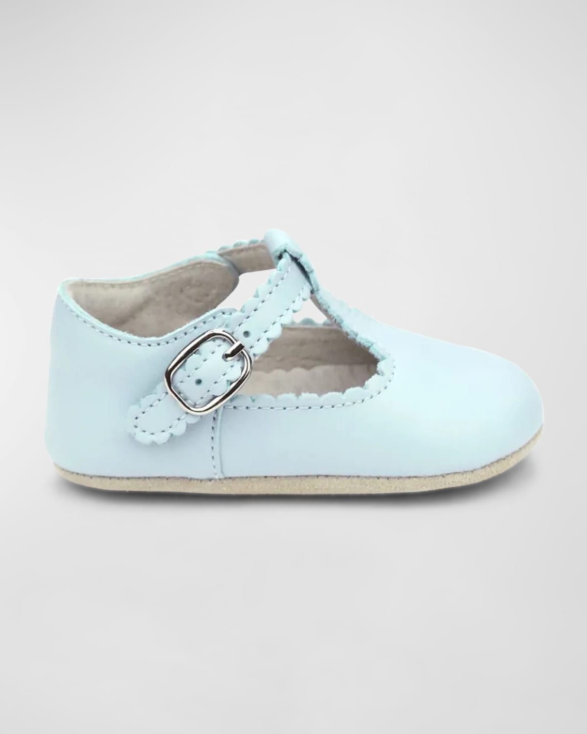 L'amour Shoes Kids' Girl's Elodie Scalloped Mary Jane Shoes, Newborn/baby In Light Blue