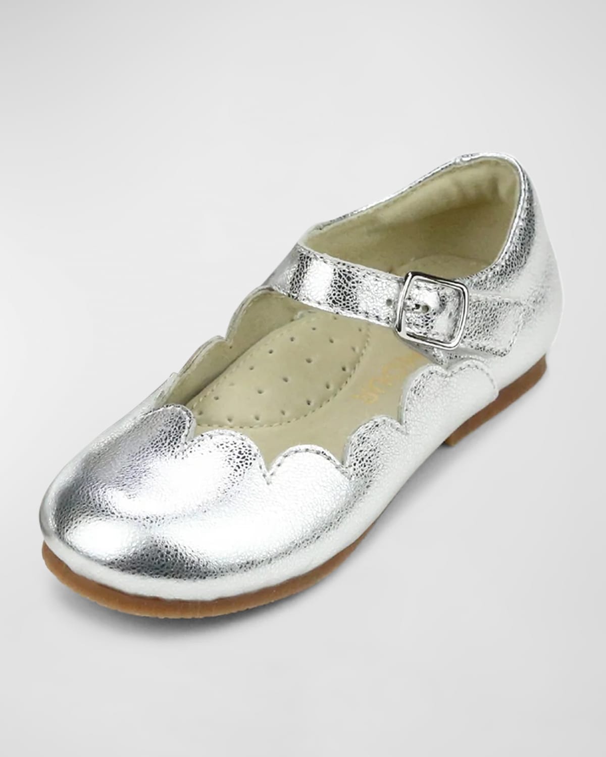Shop L'amour Shoes Girl's Sonia Scalloped Flats, Baby/toddlers In Silver