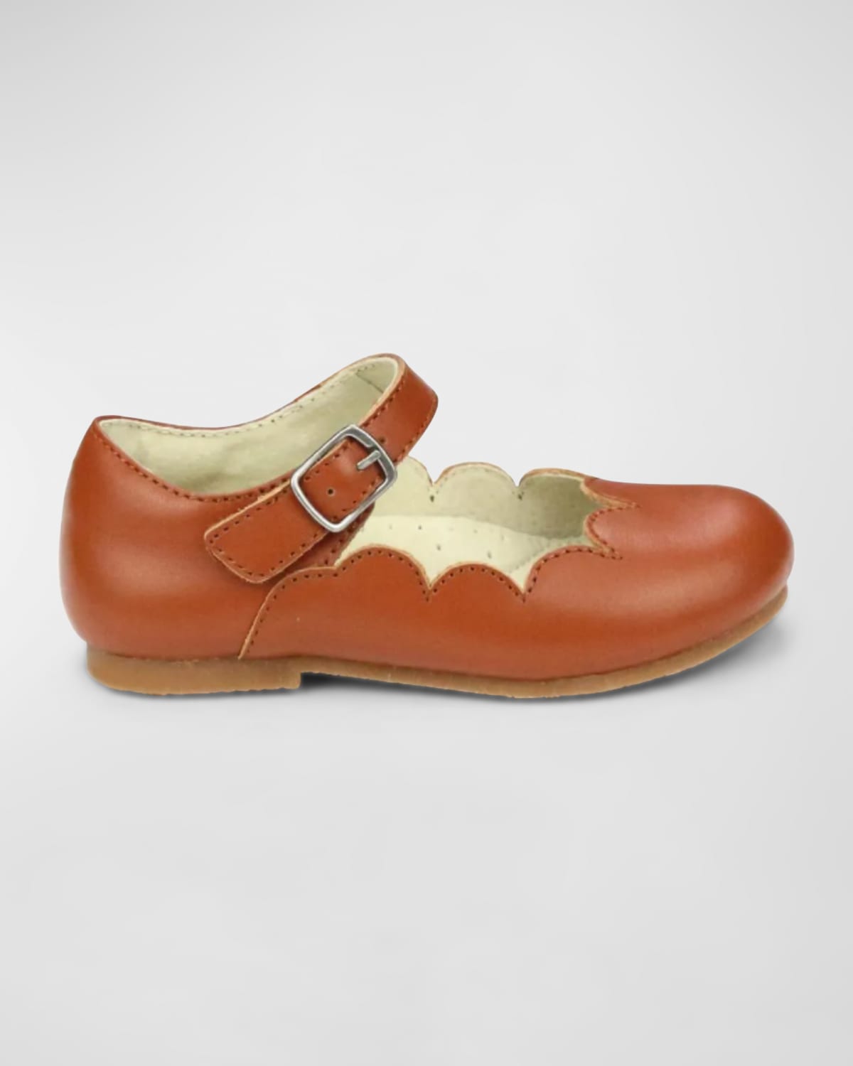 L'amour Shoes Kids' Girl's Sonia Scalloped Flats, Baby/toddlers In Cognac