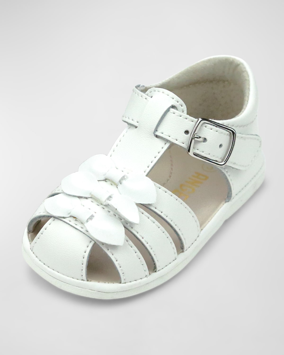 L'amour Shoes Kids' Girl's Everly Baby Bow Sandals, Baby In White