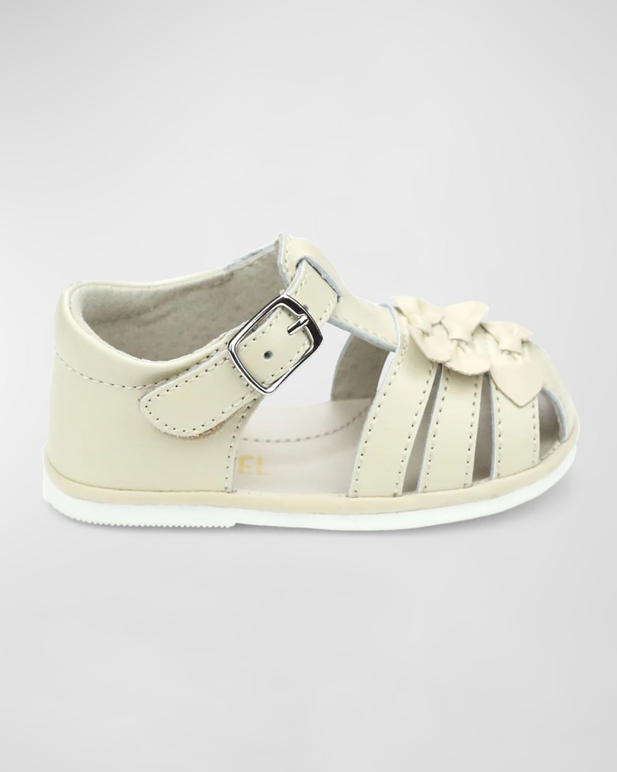 L'amour Shoes Kids' Girl's Everly Baby Bow Sandals, Baby In Oatmeal