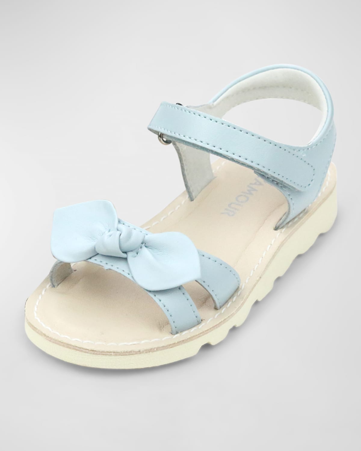 L'amour Shoes Girl's Leigh Knotted Bow Sandals, Baby/toddlers/kids In Light Blue