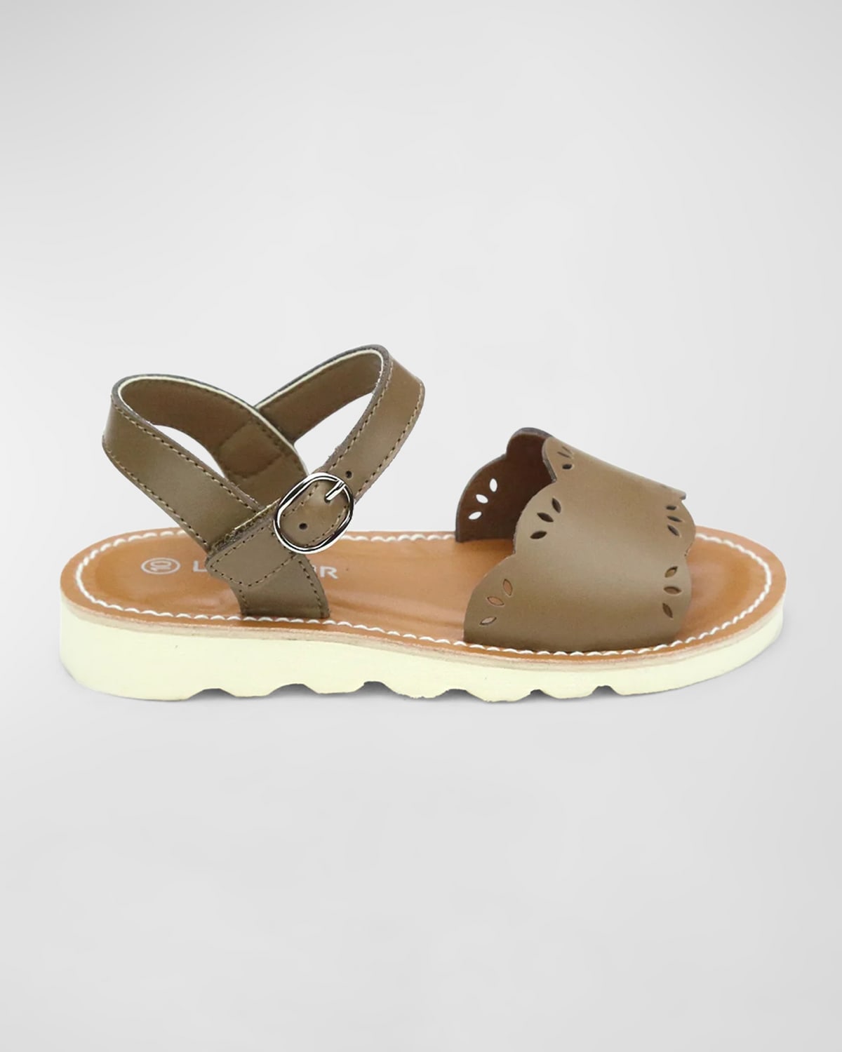 Shop L'amour Shoes Girl's Ella Scalloped Sandals, Baby/toddlers/kids In Mocha