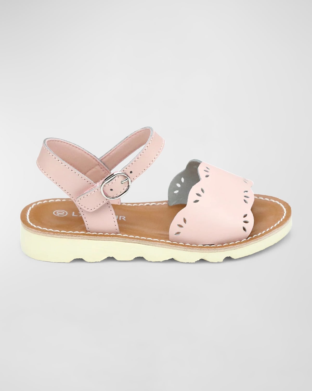 Shop L'amour Shoes Girl's Ella Scalloped Sandals, Baby/toddlers/kids In Pink