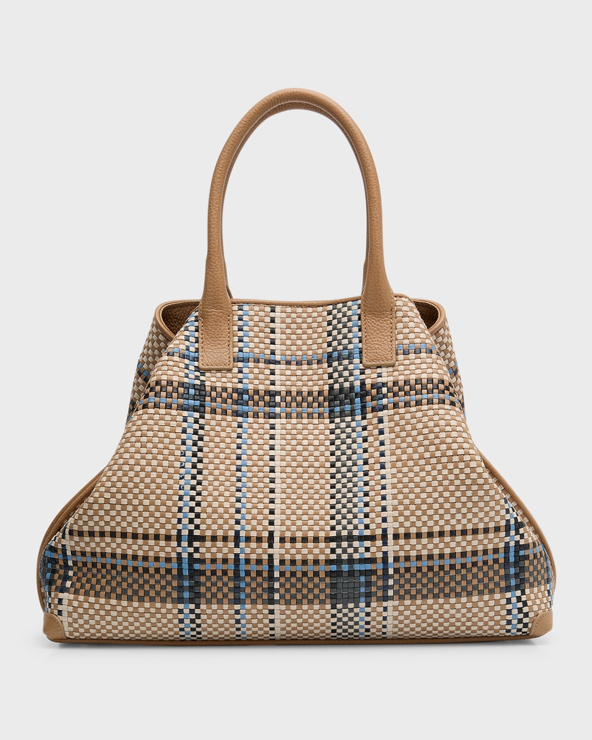 Akris Ai Small Braided Leather Top-handle Bag In 405 Camelpeacock