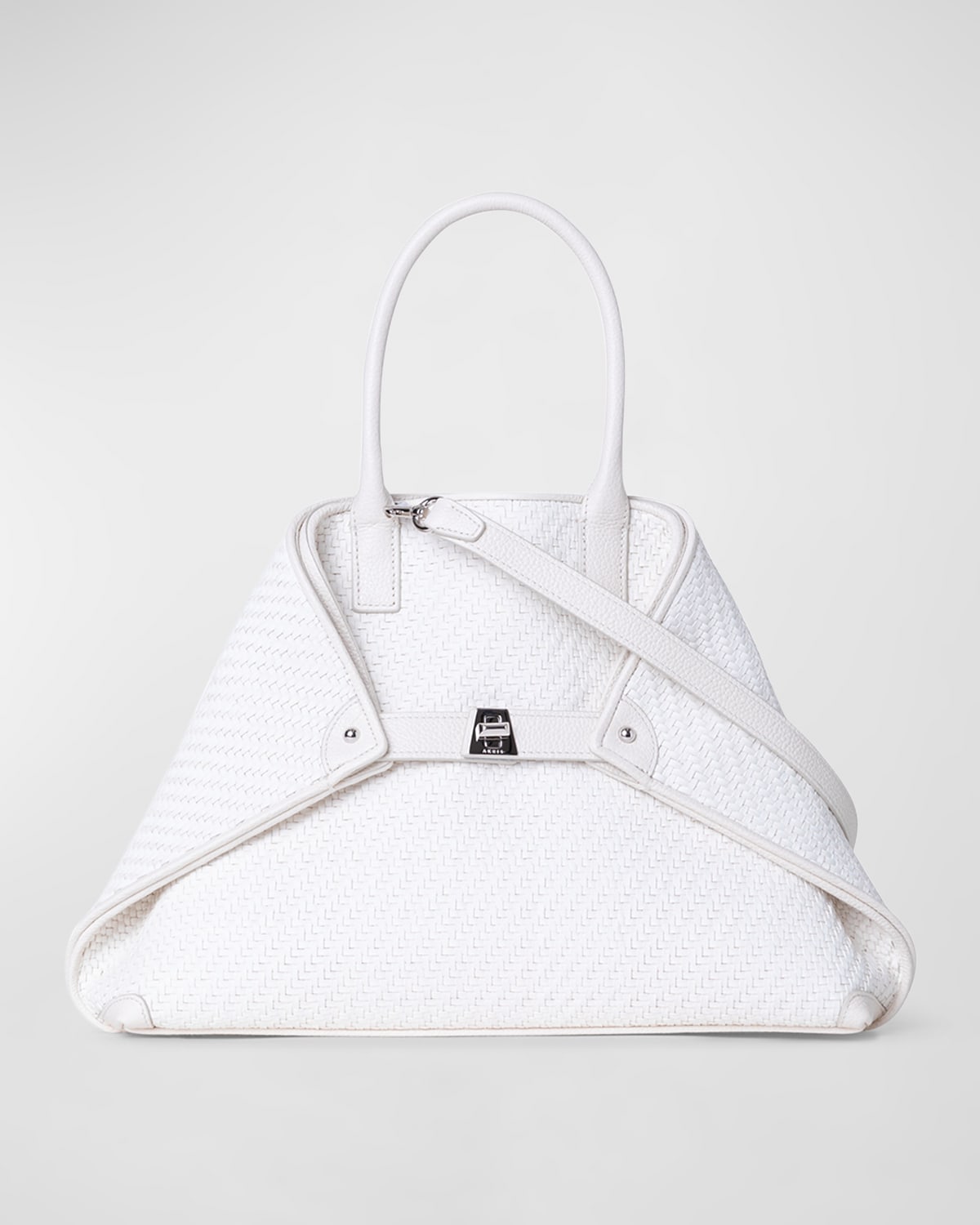 AKRIS AI SMALL BRAIDED LEATHER TOP-HANDLE BAG