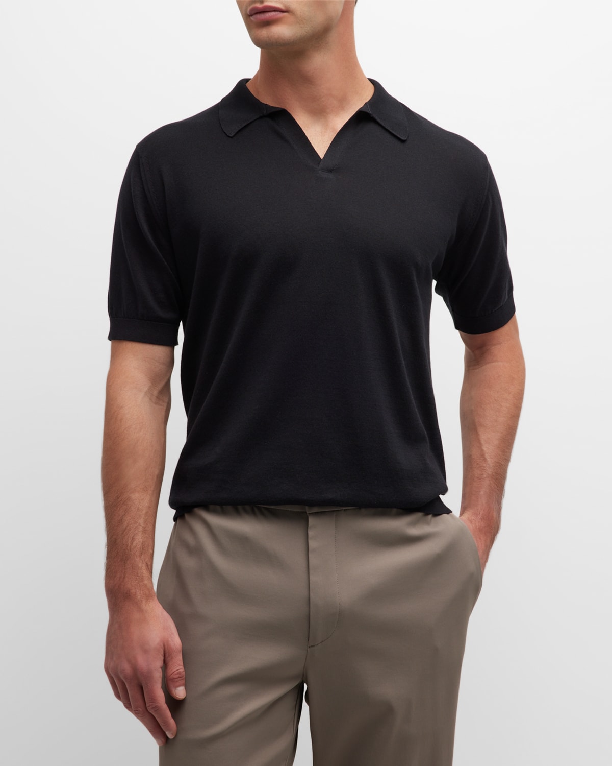 John Smedley Noah Skipper Collar Shirt Ss In Black