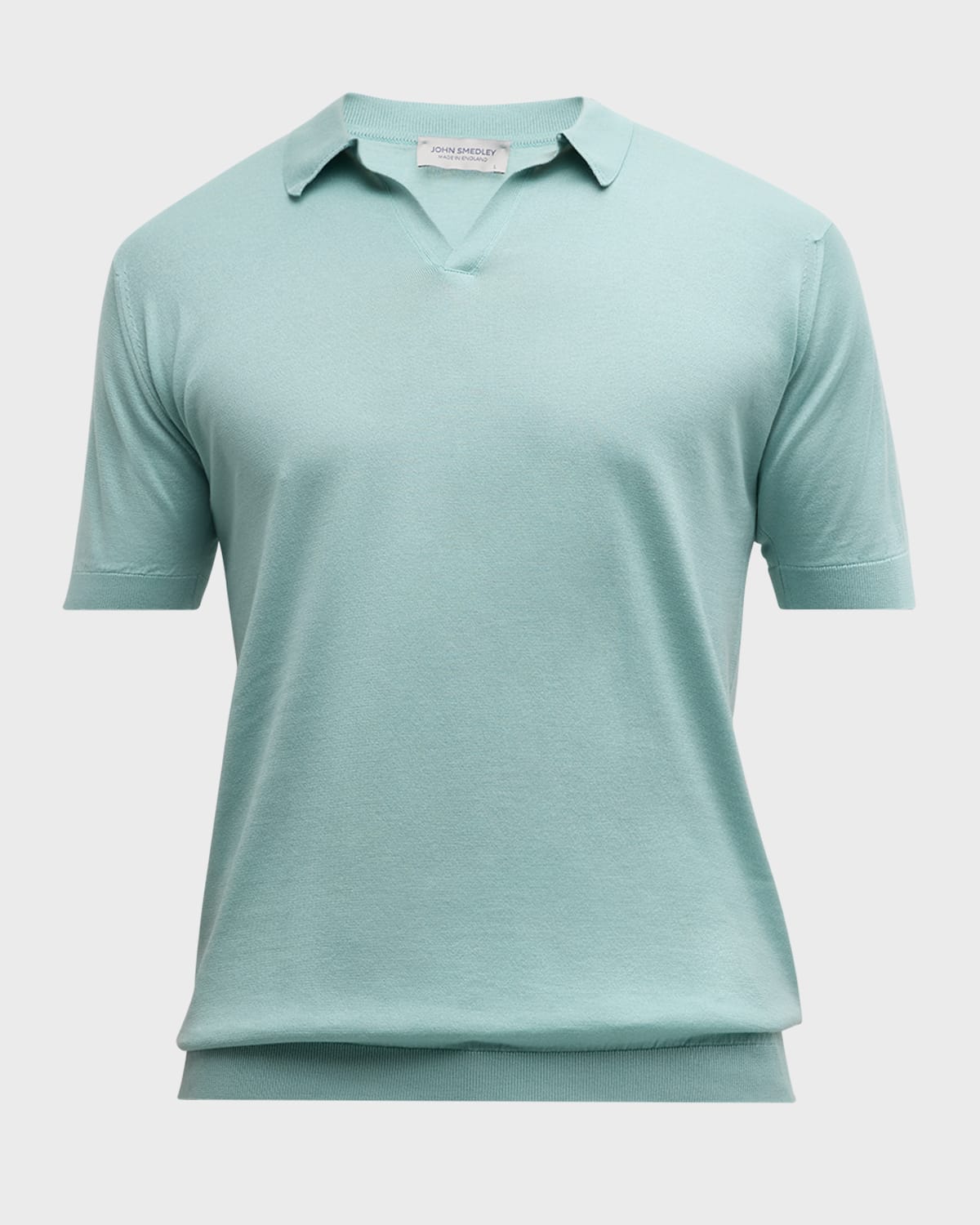 John Smedley Men's Noah Polo Shirt With Johnny Collar In Mint