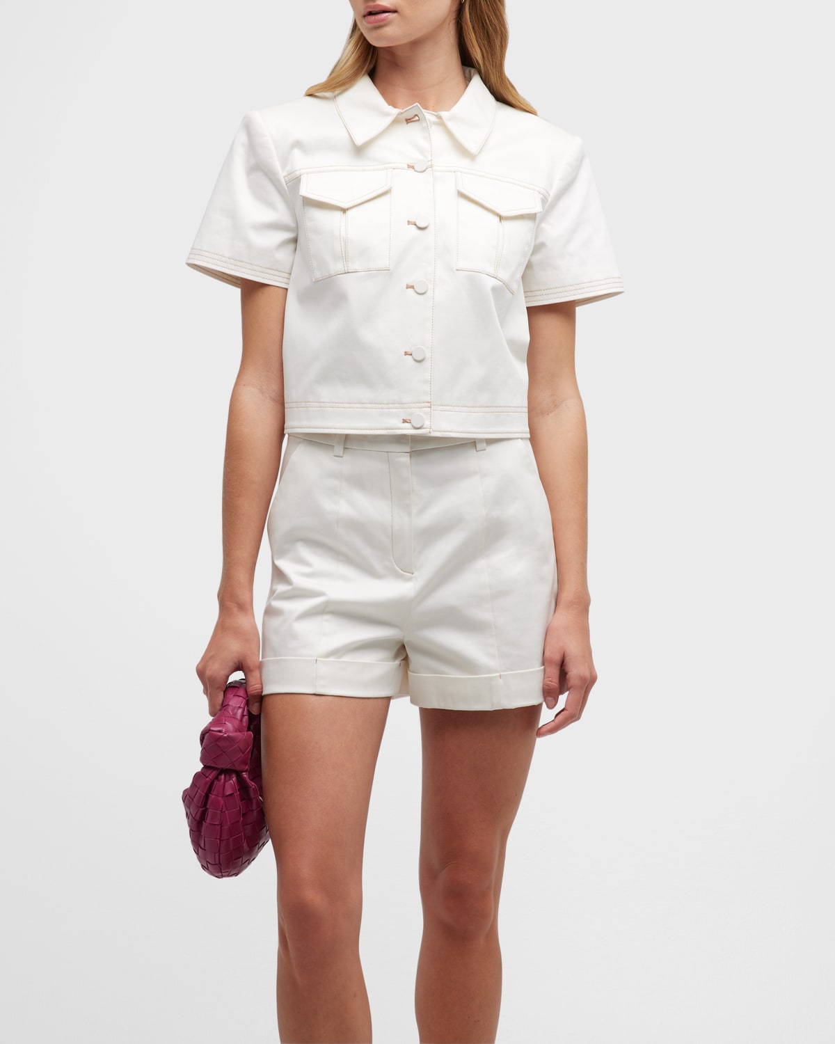 Cinq À Sept Sateen Coco Cropped Jacket In White
