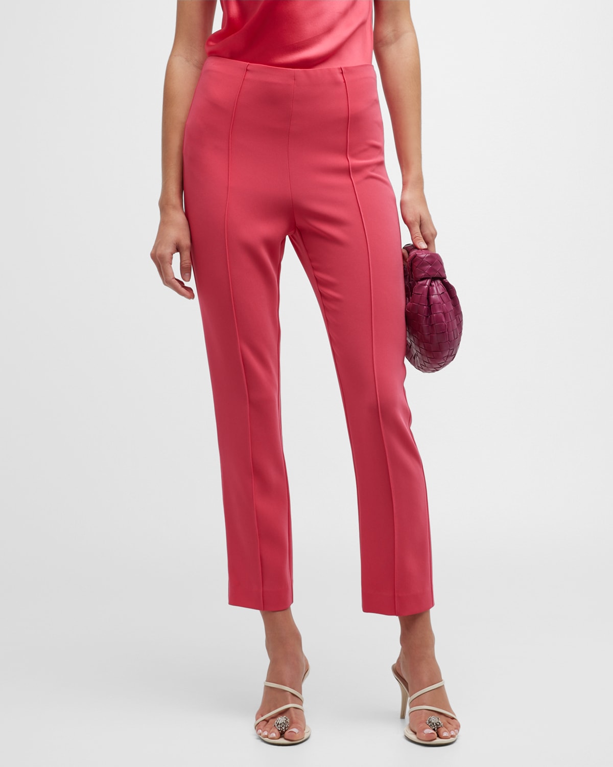 Cinq a Sept Brianne Pintuck Cropped Crepe Pants
