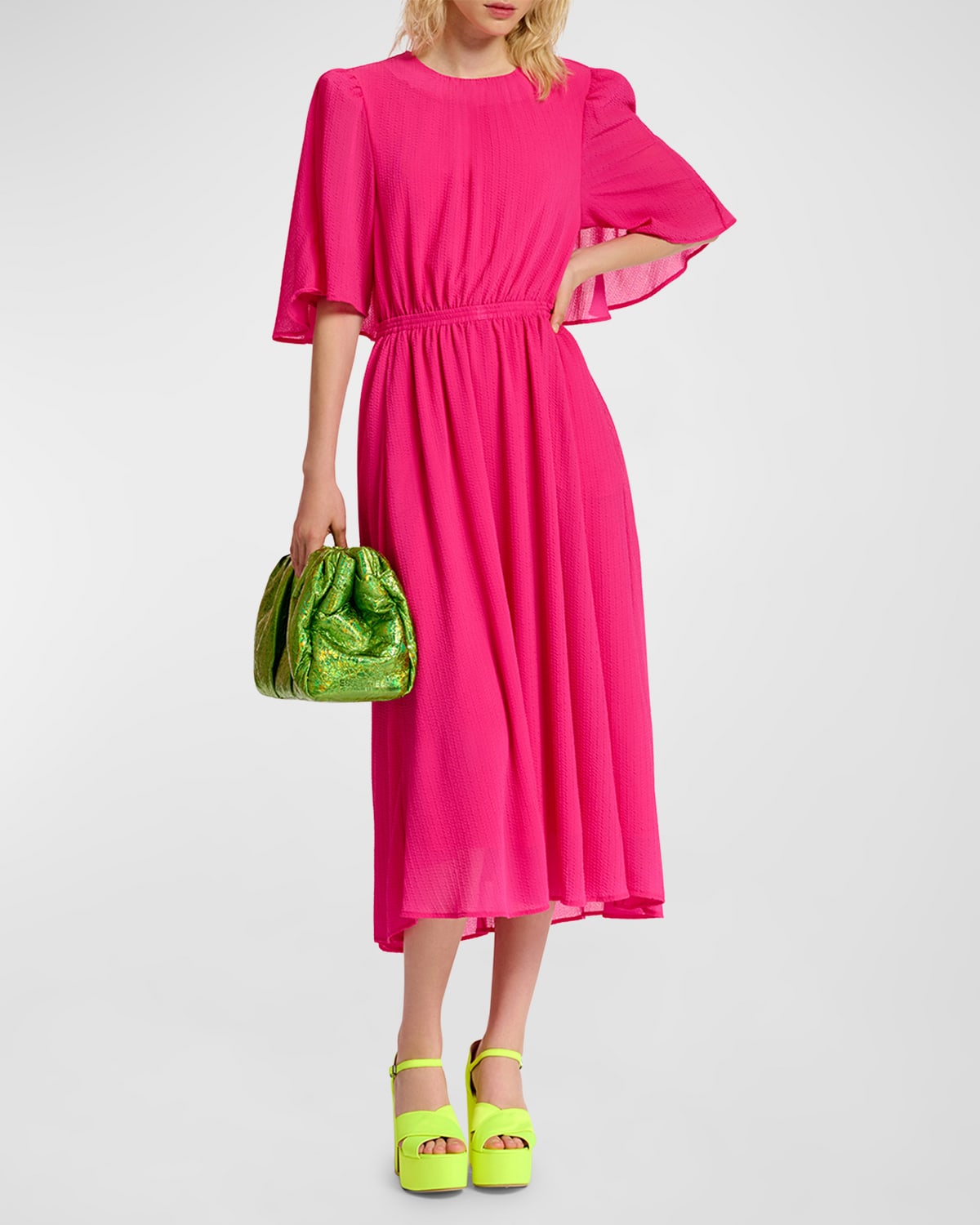 Essentiel Antwerp Cape-effect Midi Dress In Pink Haze | ModeSens