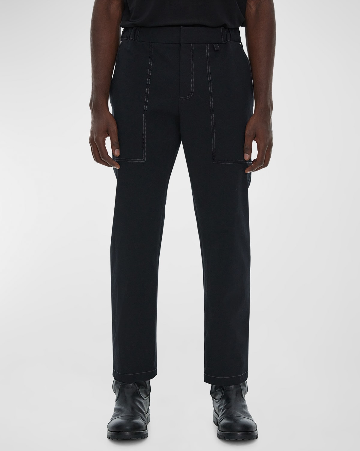 Helmut Lang Men's Contrast Stitch Cotton Pants In Black