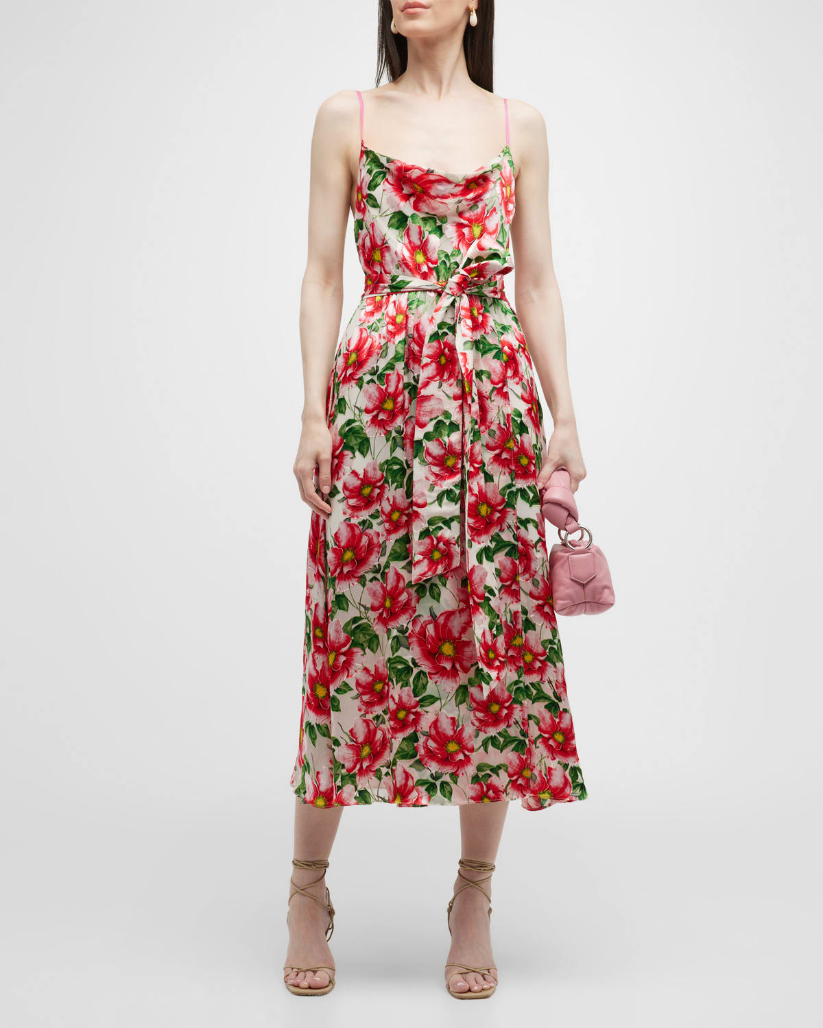 Alice And Olivia Samantha Cowl Midi Dress In High Tea Floral In High Tea Floral