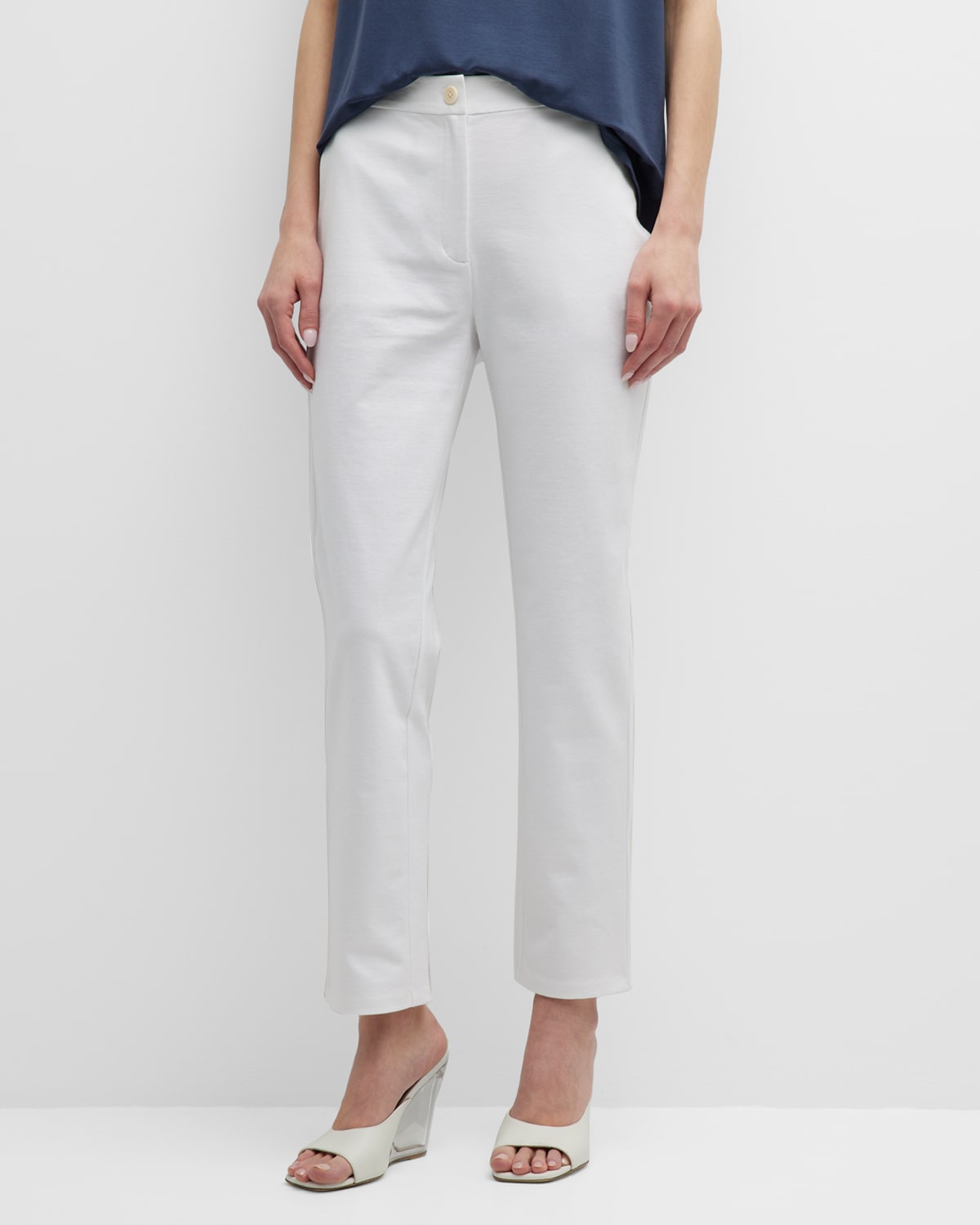 EILEEN FISHER CROPPED STRAIGHT-LEG PONTE PANTS