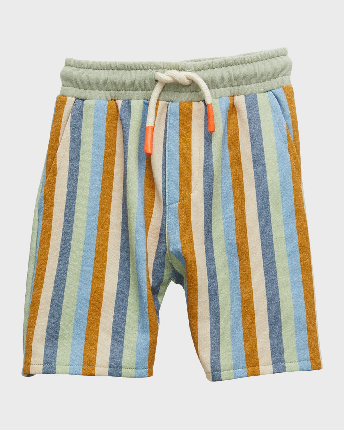 Mon Coeur Kid's Cotton Stripes Shorts In Light Sagestripes