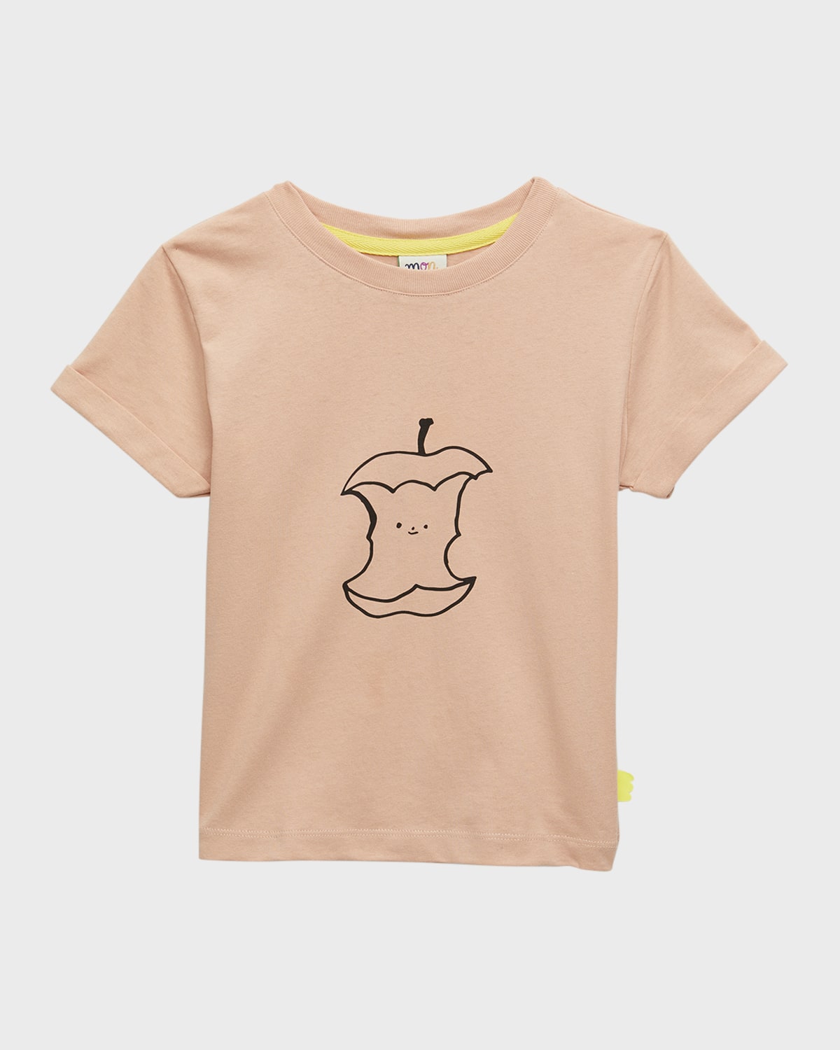 Mon Coeur Kids' Girl's Half Apple Cotton Jersey T-shirt In Chalk Pinkapple