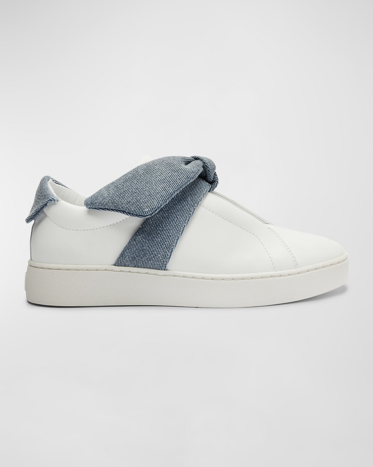 Alexandre Birman Clarita Denim Knot Slip-on Sneakers In White/denim